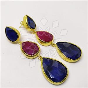 Fashion Classic Turkish Gemstone  Triple Drop Earrings