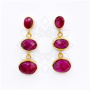 Fashion Classic Turkish Gemstone  Triple Drop Earrings
