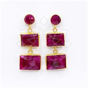 Fashion Classic Turkish Gemstone  Triple Drop Earrings
