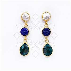 Fashion Classic Turkish Gemstone  Triple Drop Earrings