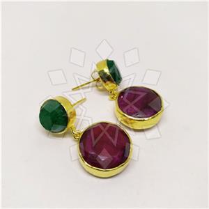 Fashion Classic Turkish Gemstone  Double Drop Earrings
