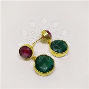 Fashion Classic Turkish Gemstone  Double Drop Earrings