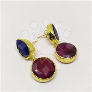 Fashion Classic Turkish Gemstone  Double Drop Earrings