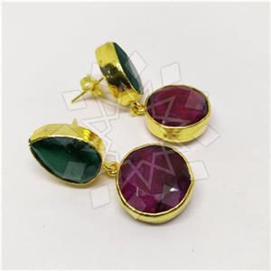 Fashion Classic Turkish Gemstone  Double Drop Earrings