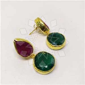Fashion Classic Turkish Gemstone  Double Drop Earrings