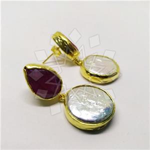 Fashion Classic Turkish Gemstone  Double Drop Earrings