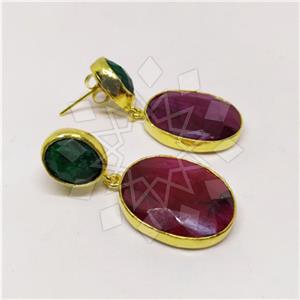 Fashion Classic Turkish Gemstone  Double Drop Earrings