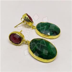 Fashion Classic Turkish Gemstone  Double Drop Earrings