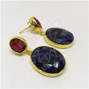 Fashion Classic Turkish Gemstone  Double Drop Earrings