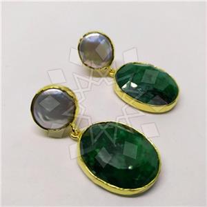 Fashion Classic Turkish Gemstone  Double Drop Earrings