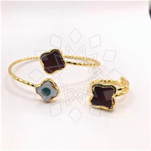 Fashion Evil Eye Flower Ring Bracelet Sets