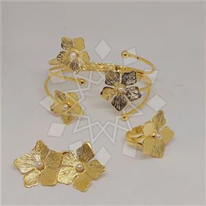 Fashion Flower Ring Earring Bracelet Sets