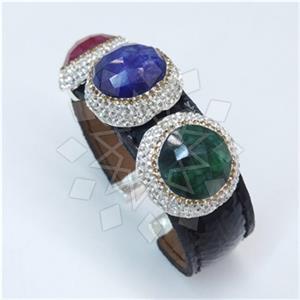 Fashion Gem and Crystals Cuff Bracelets