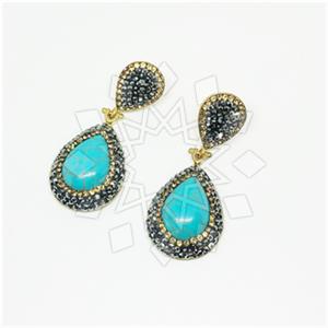 Fashion Gem and Crystals Dangle Earrings