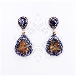 Fashion Gem and Crystals Dangle Earrings