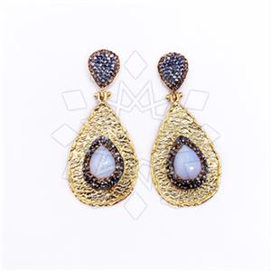 Fashion Gem and Crystals Dangle Earrings