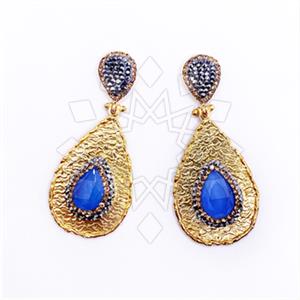 Fashion Gem and Crystals Dangle Earrings