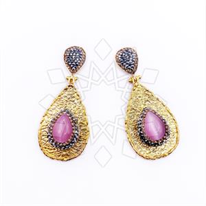 Fashion Gem and Crystals Dangle Earrings