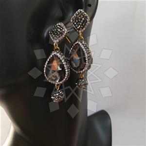 Fashion Gem and Crystals Double Drop Earrings