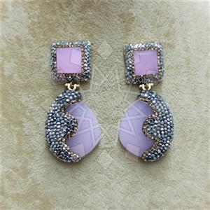 Fashion Gem and Crystals Double Drop Earrings