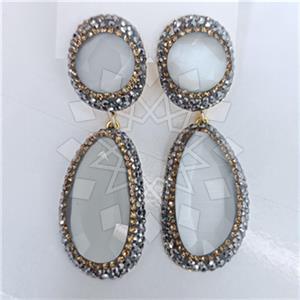 Fashion Gem and Crystals Double Drop Earrings