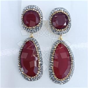 Fashion Gem and Crystals Double Drop Earrings