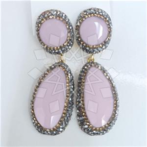 Fashion Gem and Crystals Double Drop Earrings