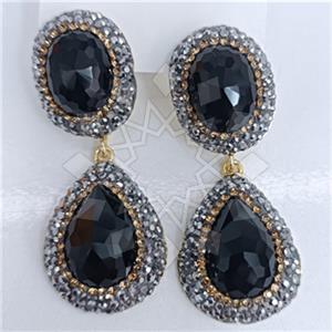 Fashion Gem and Crystals Double Drop Earrings