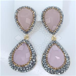 Fashion Gem and Crystals Double Drop Earrings