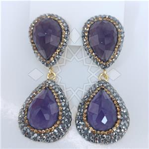 Fashion Gem and Crystals Double Drop Earrings