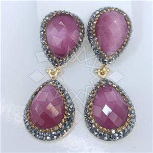 Fashion Gem and Crystals Double Drop Earrings