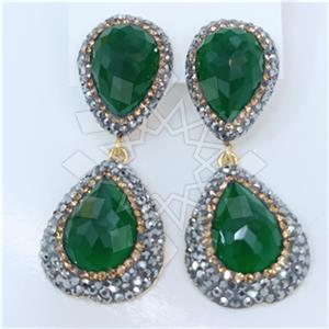 Fashion Gem and Crystals Double Drop Earrings