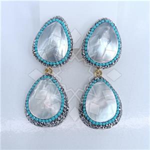 Fashion Gem and Crystals Double Drop Earrings
