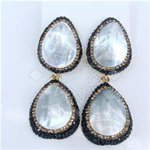 Fashion Gem and Crystals Double Drop Earrings