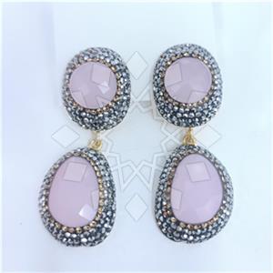 Fashion Gem and Crystals Double Drop Earrings