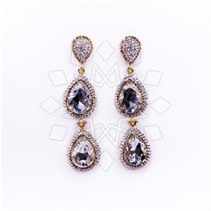Fashion Gem and Crystals Double Drop Earrings