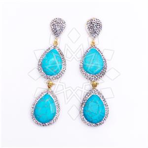 Fashion Gem and Crystals Double Drop Earrings