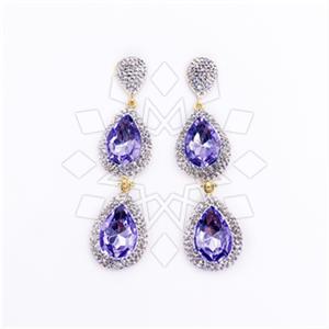 Fashion Gem and Crystals Double Drop Earrings