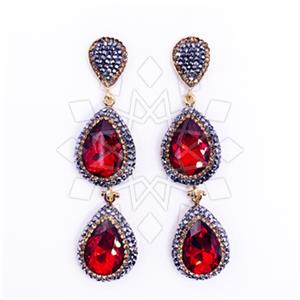 Fashion Gem and Crystals Double Drop Earrings