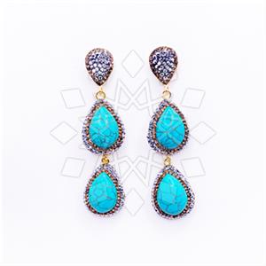 Fashion Gem and Crystals Double Drop Earrings