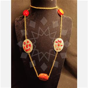 Fashion Gem and Crystals Metal and Chain Necklace