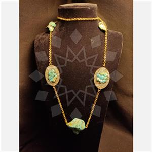 Fashion Gem and Crystals Metal and Chain Necklace