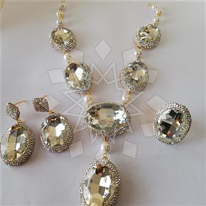 Fashion Gem and Crystals Ring Earring Necklace Sets