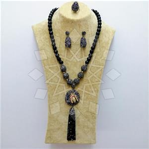 Fashion Gem and Crystals Ring Earring Necklace Sets