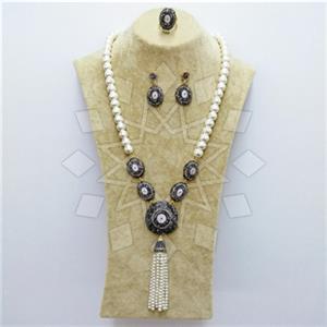 Fashion Gem and Crystals Ring Earring Necklace Sets