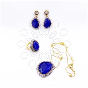 Fashion Gem and Crystals Ring Earring Necklace Sets
