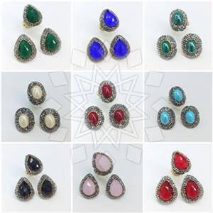 Fashion Gem and Crystals Ring Earrings Sets Package