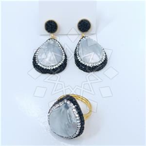 Fashion Gem and Crystals Ring Earrings Sets