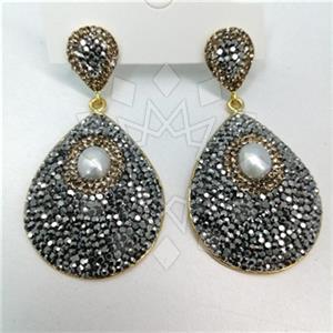 Fashion Gem and Crystals Single Drop Earrings