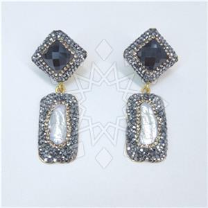 Fashion Gem and Crystals Single Drop Earrings